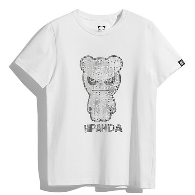 【HIPANDA ハイパンダ】メンズ ラインストーン Tシャツ MEN'S RHINESTONE SHORT-SLEEVED T-SHIRT / WHITE・BLACK