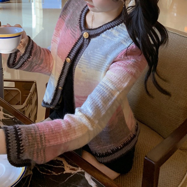 エレガントカラーニットカーディガン A4392