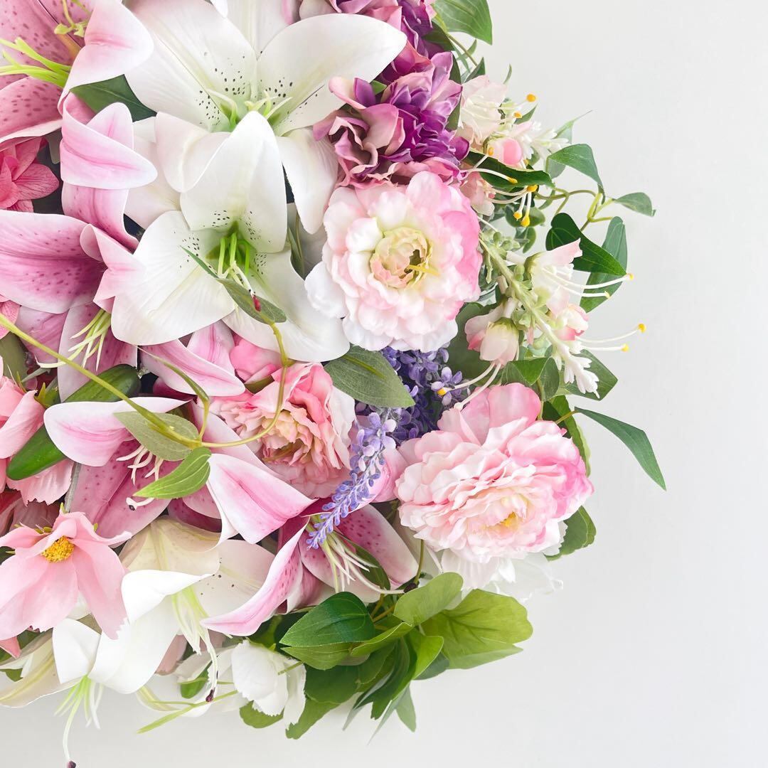 春色ラグジュアリースワッグ／百合の咲き誇る春リース 光触媒フラワー