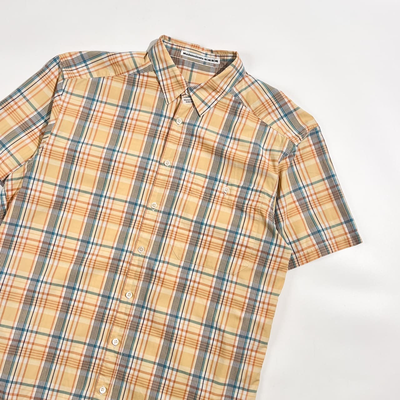 Mademoiselle NON NON マドモアゼルノンノン チェック 半袖 シャツ /オレンジ イエロー系 レディース パパス
