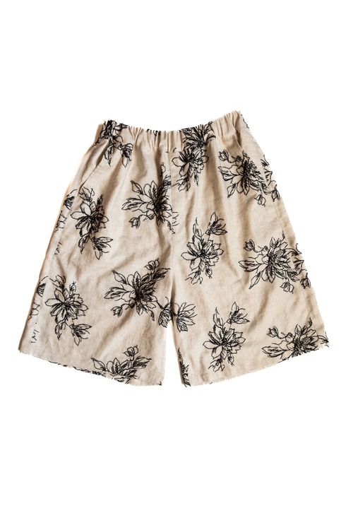 26SSA Floral embroidery wide half pants