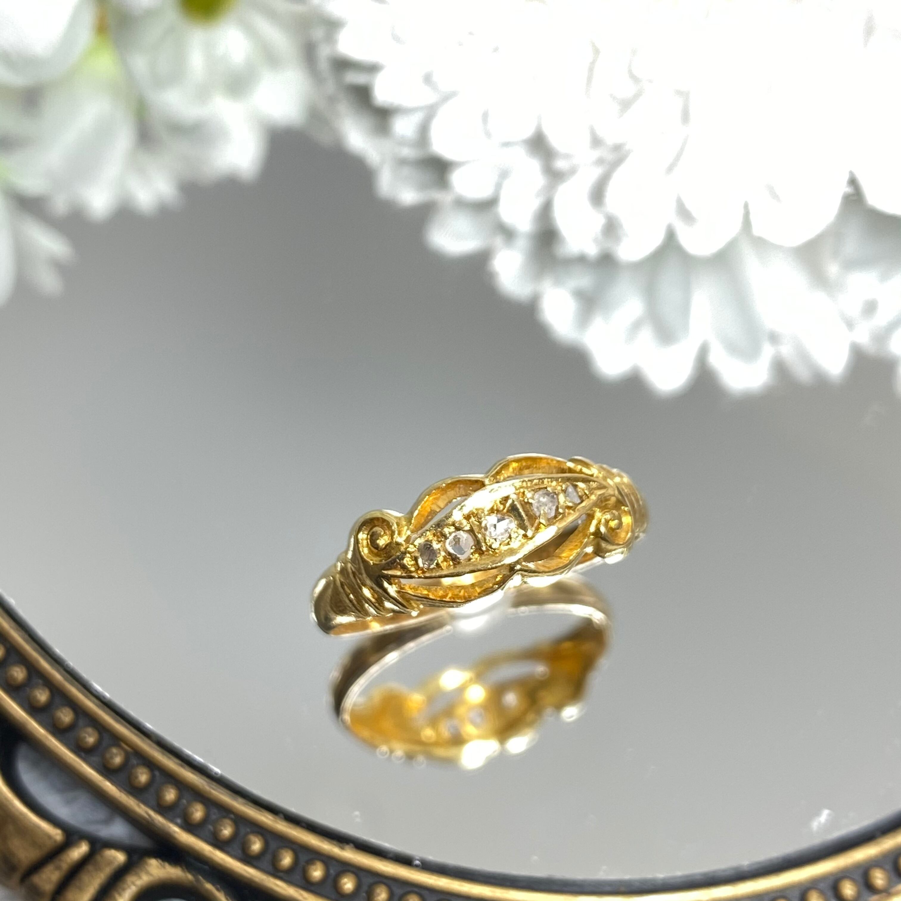 高評価のクリスマスプレゼント K18ptアンティークダイアモンド花形リング アクセサリー Www Petromindo Com