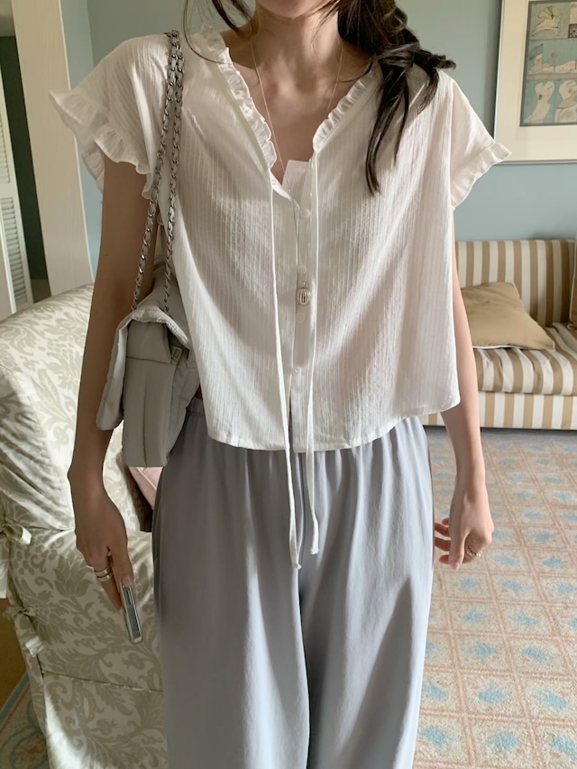 (予約)mellounge / Ace Frill Blouse / 2color