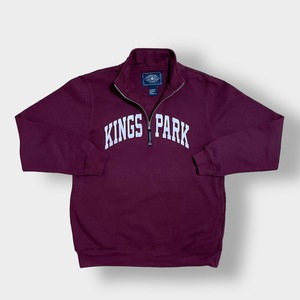 CHARLES RIVER ハーフジップ スウェット KINGS PARK アーチロゴ プルオーバー トレーナー M バーガンディ US古着