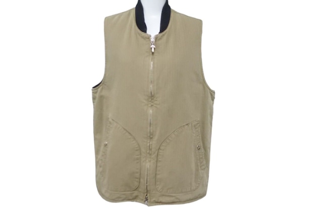 CHROME HEARTS クロムハーツ ダガージップボアベスト クロスボタン コットン シルバー925