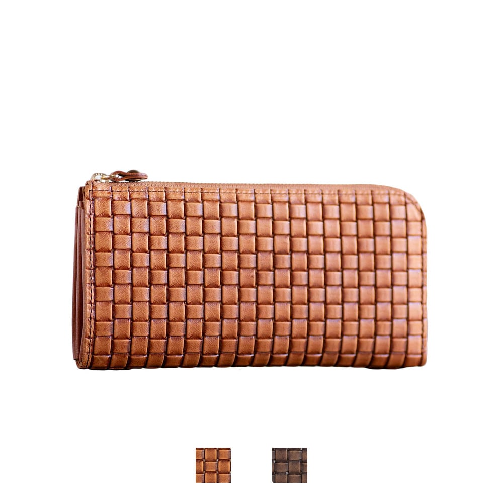 L字ファスナーロングウォレット (エンボスメッシュレザー) 【aw-05em】