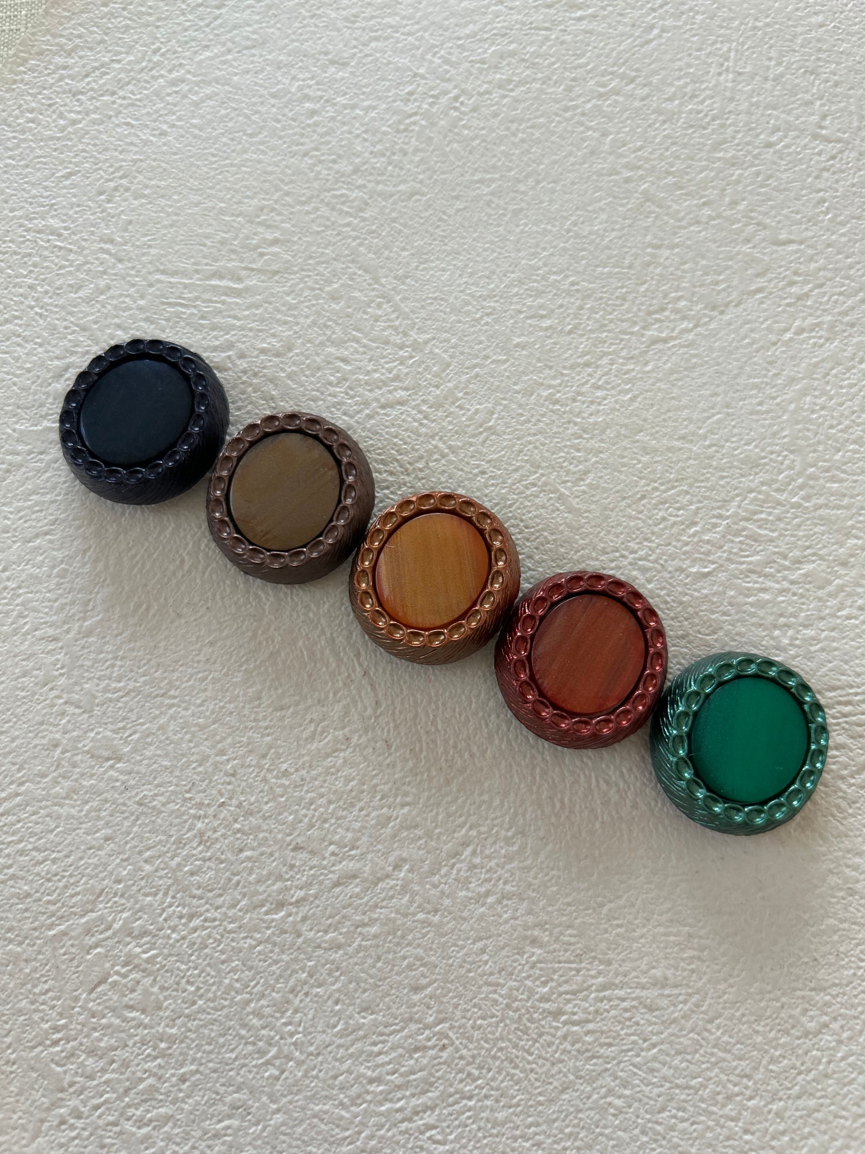 Japanese Vintage ボタン 24mm カボション オーバル型 グリーン/レッド/オレンジ/ブラウン/ブラック アクセサリーパーツ 装飾材 カルトナージュ