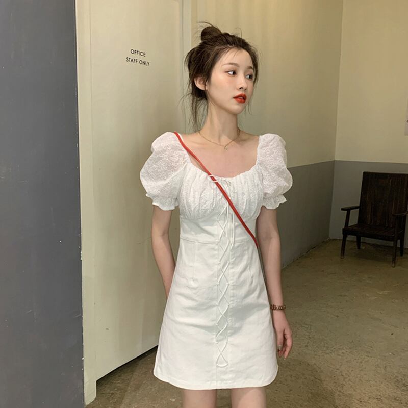 スプリングスタイルウェストドレス Aラインスカート 春物 試着室11701964861