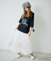 フリル&レースパッチTシャツ (BLACK) CQ-47004