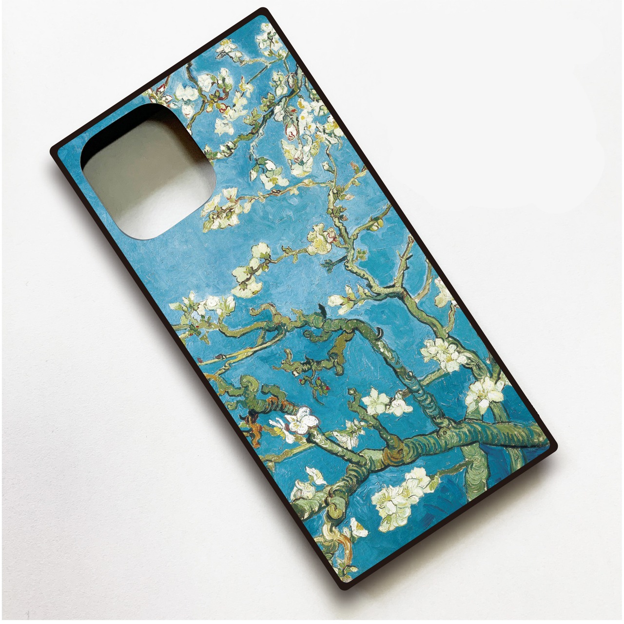 【フィンセント・ファン・ゴッホ】～花咲くアーモンドの木の枝～ 絵画スマホケースiPhone用 全機種対応 強化ガラス製