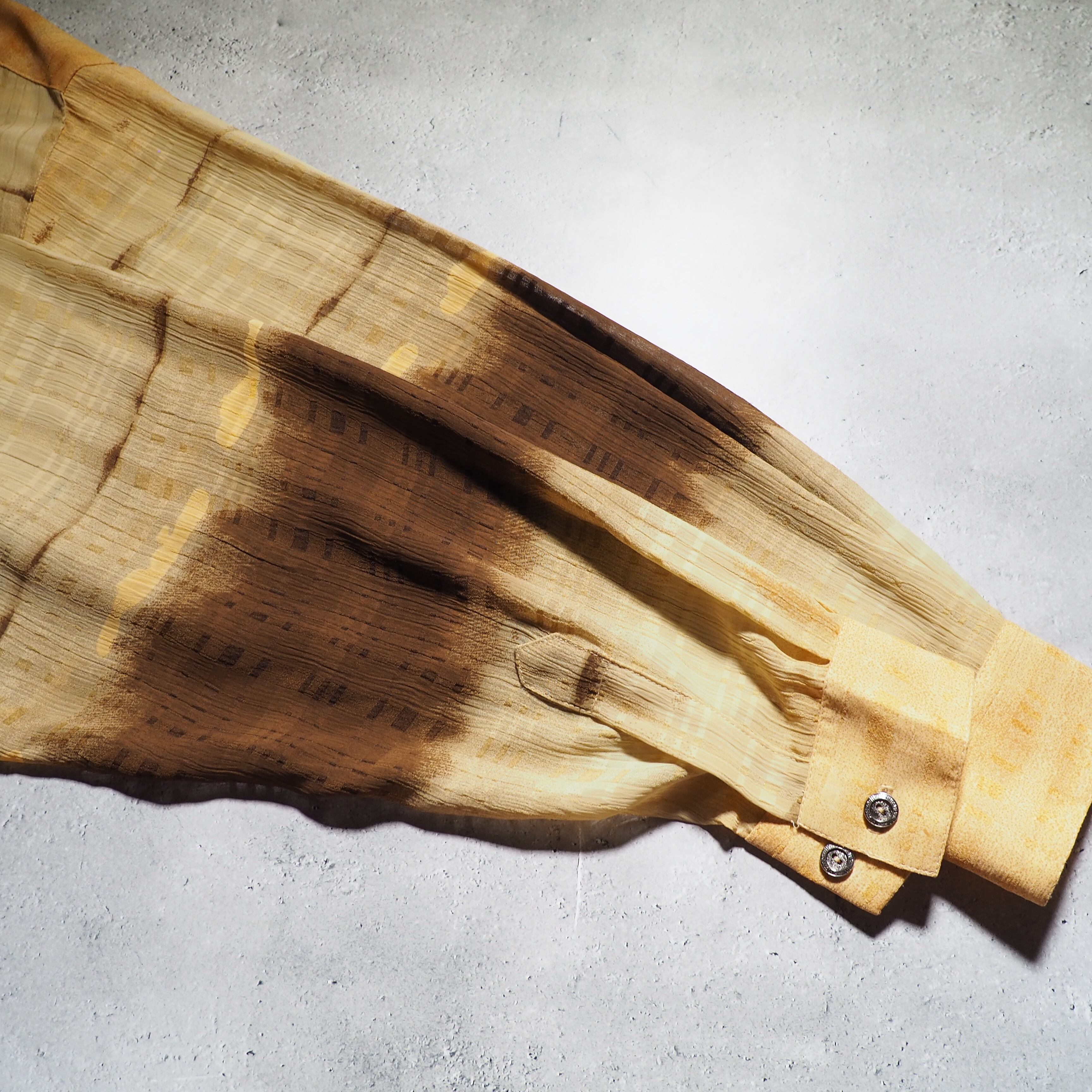 1990s ” Bassiri ” Over Dyed Design vintage Drape loose sheer shirt (made in Usa)