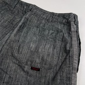 Mademoiselle NON NON マドモアゼルノンノン 麻混 ヘンプ コットン ライン入り クリップド パンツ 40 L /パパス/日本製/グレー系