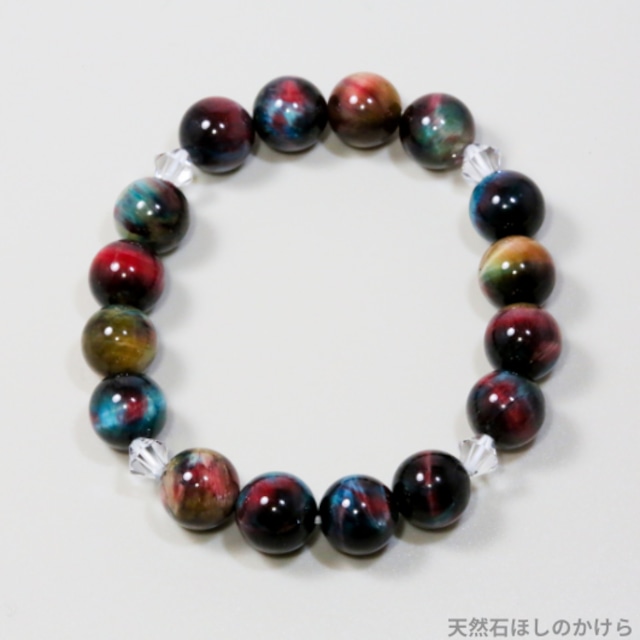 ミックスタイガーアイとスワロフスキーのブレスレット(680)【仕事運・人間関係・目標の達成】