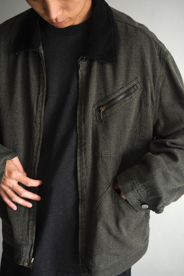 A.PRESSE / Vintage Black Chambray Work Jacket (Gray)