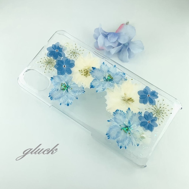 【ほぼ全機種対応スマホケース❁】押し花スマホケース NO.504  押し花＆レジン iPhone/Xperia/AQUOS/Galaxy