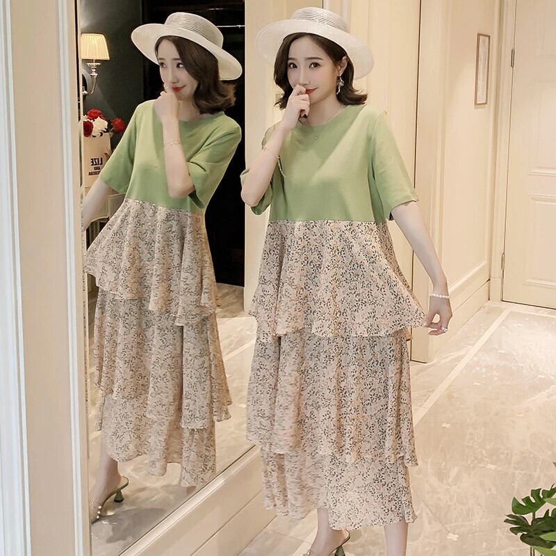 【新作】【送料無料】 6025＃フローラルプリントコットンパッチワークルーズマタニティナーシングロングドレスサマーフィーディングウェア産後女性 夏物 花柄 AL expec317001454176