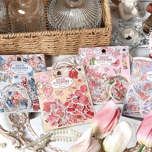 ファンタジック 花束 リース レター素材 メモ装飾 多種類 装飾 花 フラワー ガーデン 春 レター お菓子 スイーツ 花瓶 かわいい おしゃれ  全4種類 40枚 シールアート ステッカー シール デコレーション コラージュ素材 海外  X34