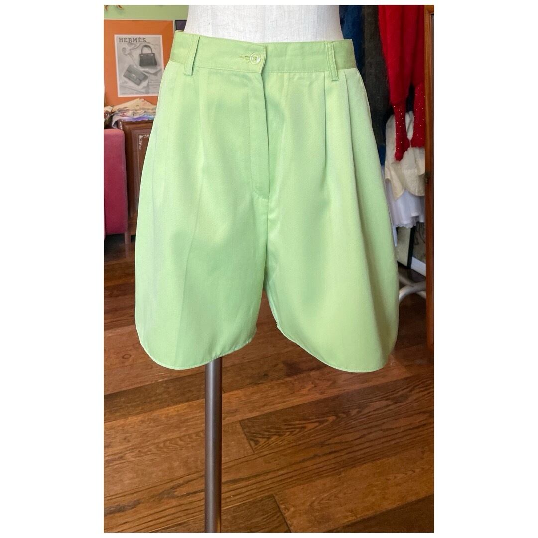 フランス買付 ヴィンテージ パンツ ショートパンツ タック ライム