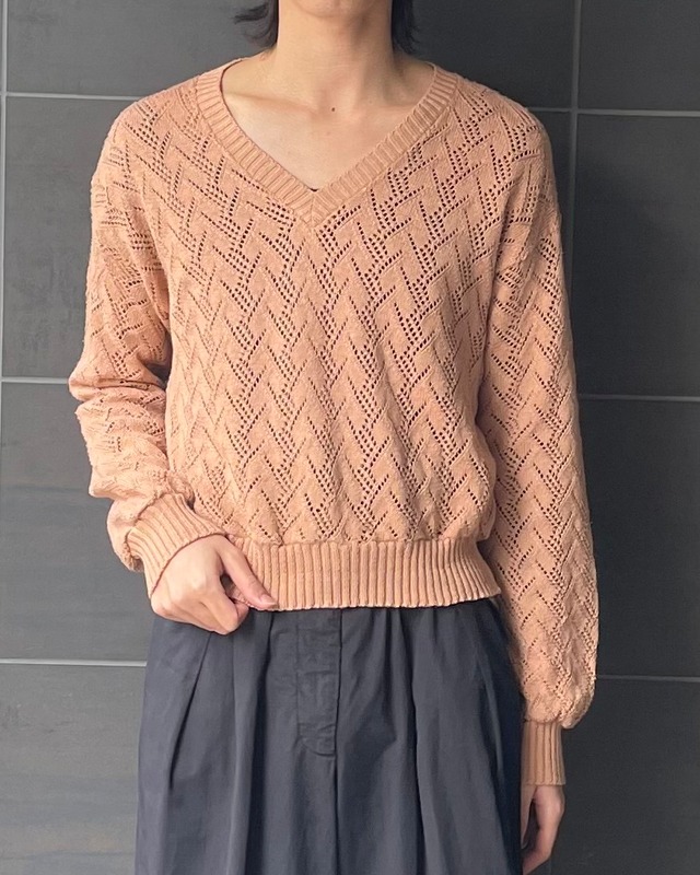 sheer v neck knit