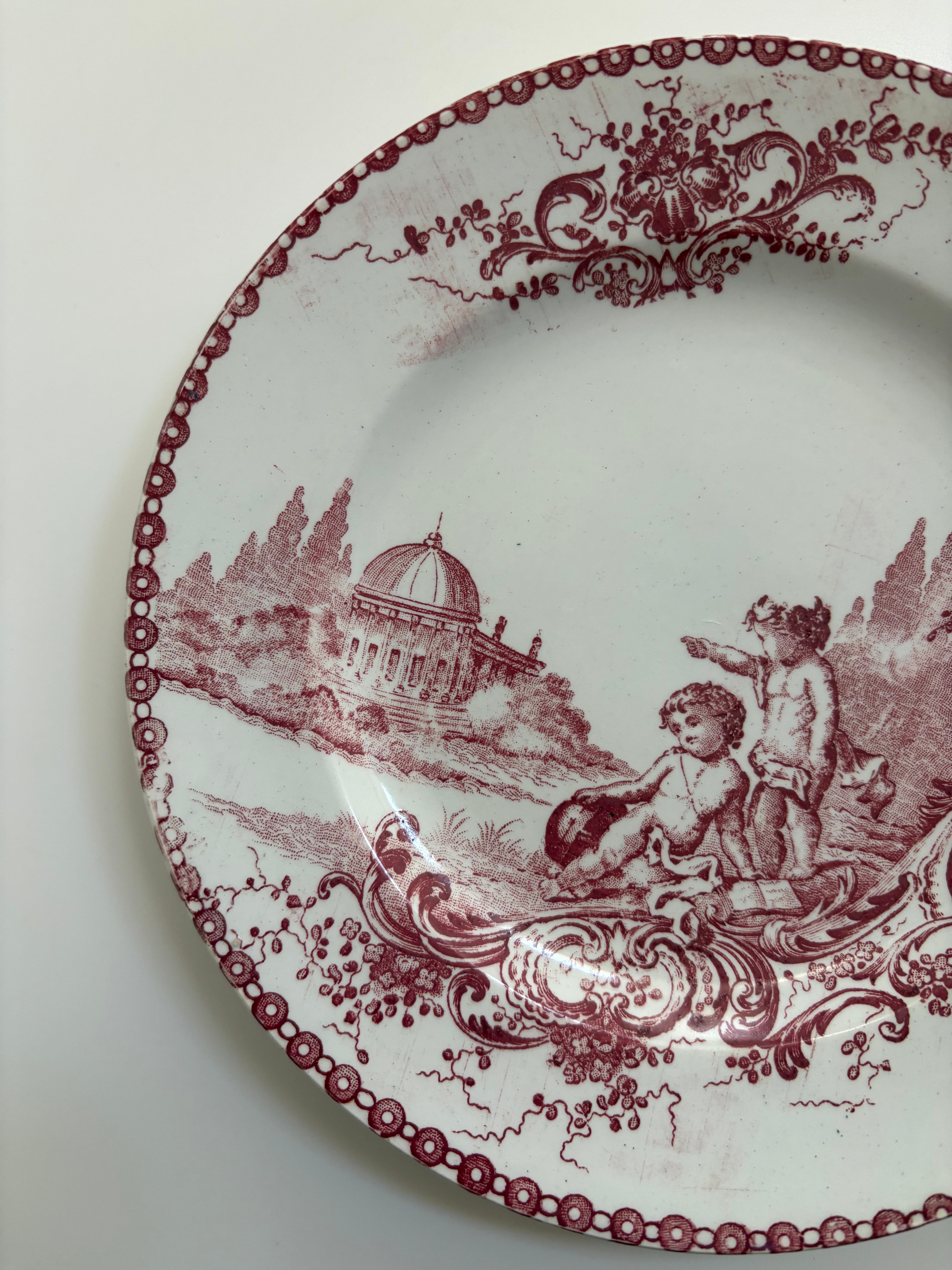 花リム 風景 写真 絵画 ピンク 赤 Creil et montereau フランス製