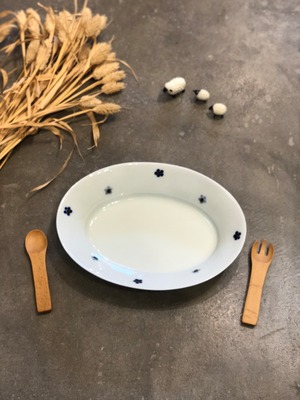 フレンチ皿（中）　染付花しずく