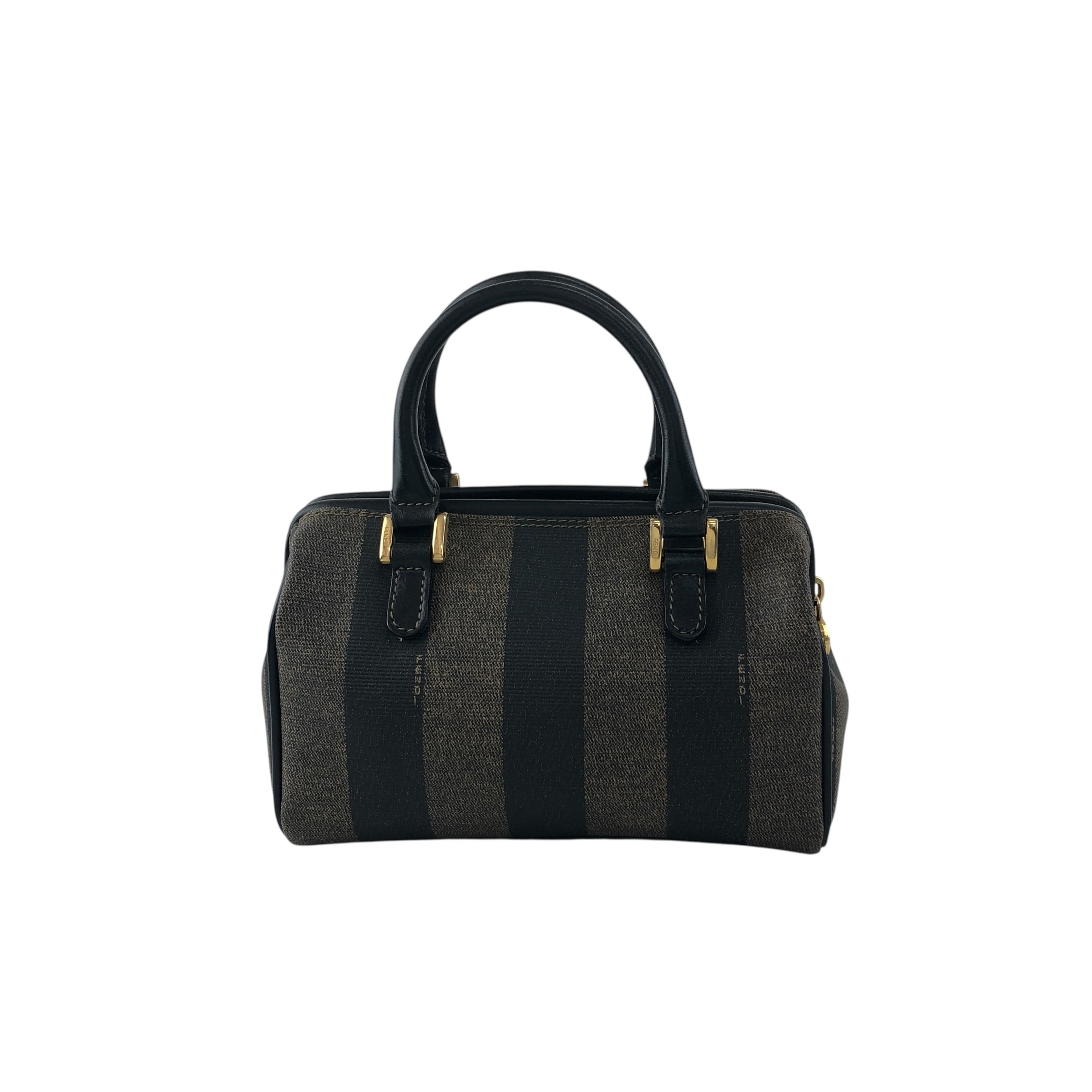 FENDI フェンディ ペカン柄 ハンドバッグ ブラック PVCレザー 2WAY