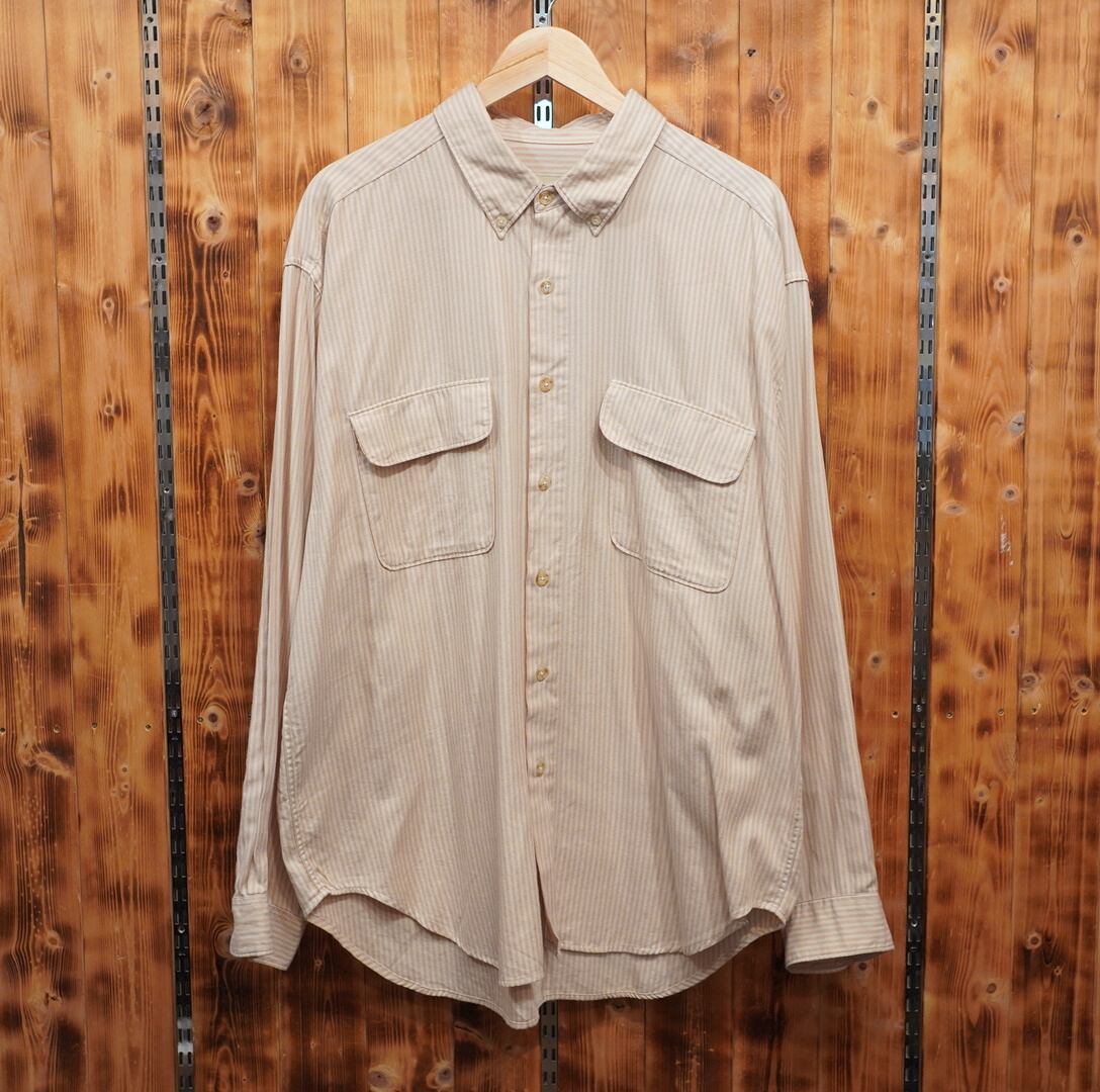 90s 白タグ eddie bouer ストライプ フラップポケット シャツ XL/エディバウアー