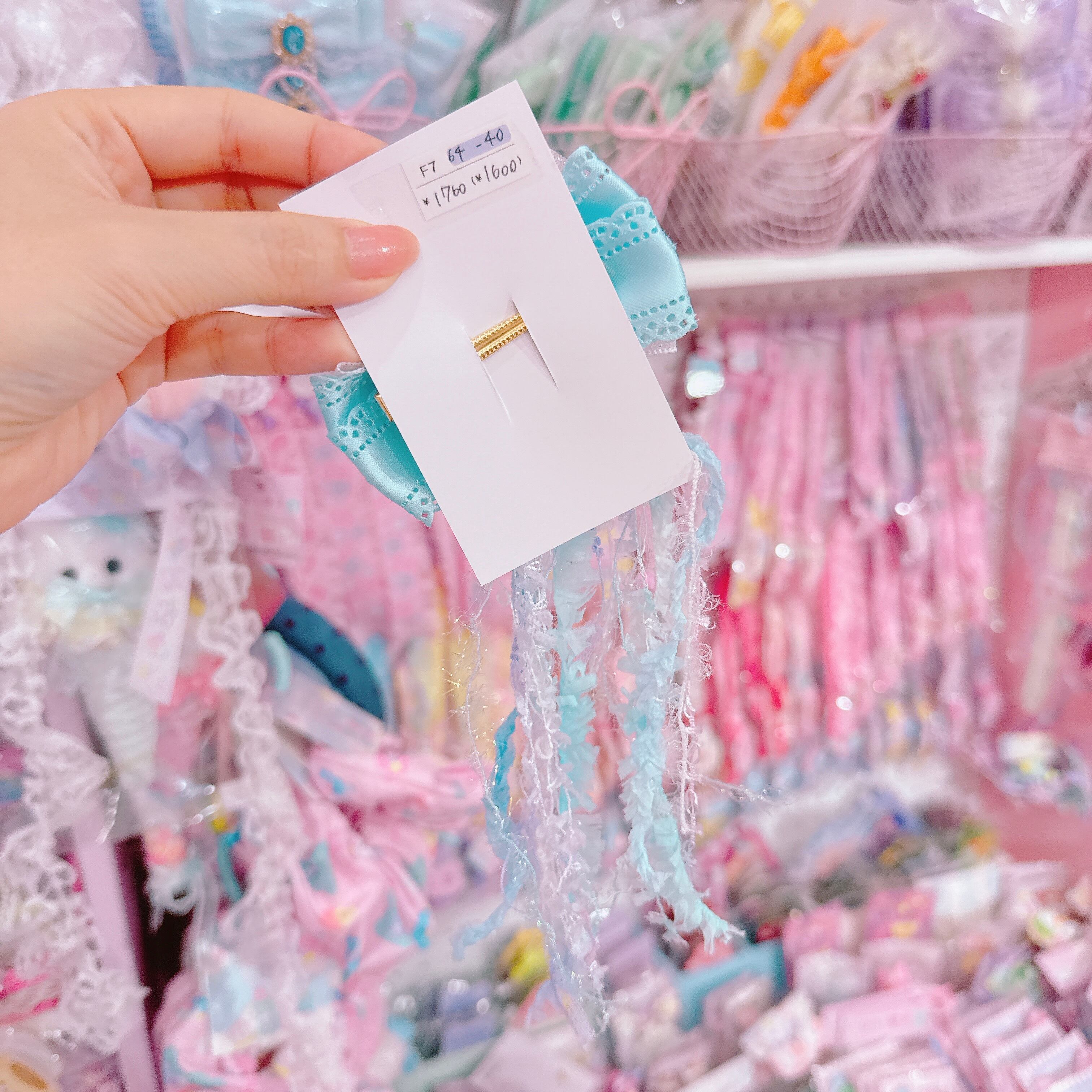 【F7】64-40きらきらリボンヘアクリップ