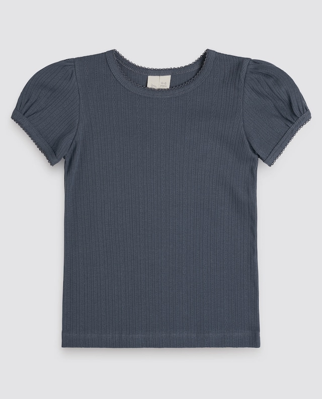 Organic Pointelle T-shirt Storm Blue / Little Cotton Clothes