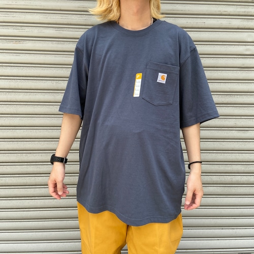 タグ付き未使用品　carhartt ポケット付きTシャツ　ポケT ネイビー　L