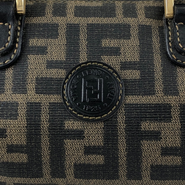 FENDI フェンディ ズッカ ショルダーバッグ ブラック PVCレザー 2way ミニボストン vintage ヴィンテージ オールド prhk66
