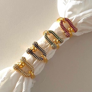 24k High quality / cubic color chain ring【 4color 】º