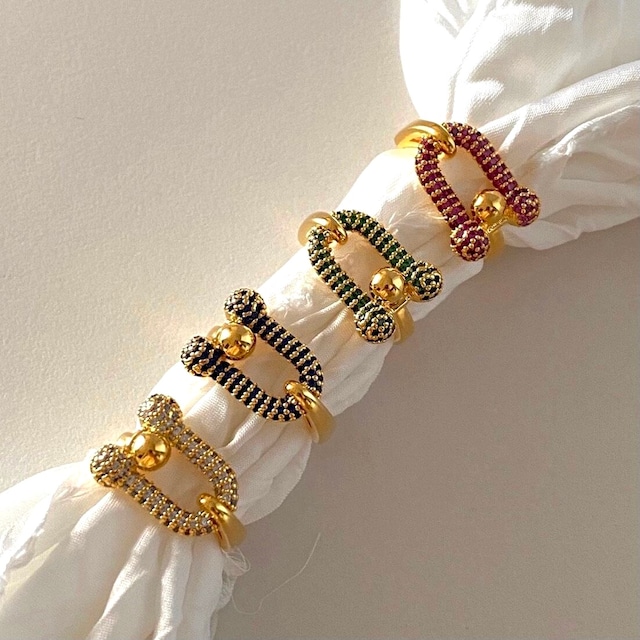 24k High quality / cubic color chain ring【 4color 】º