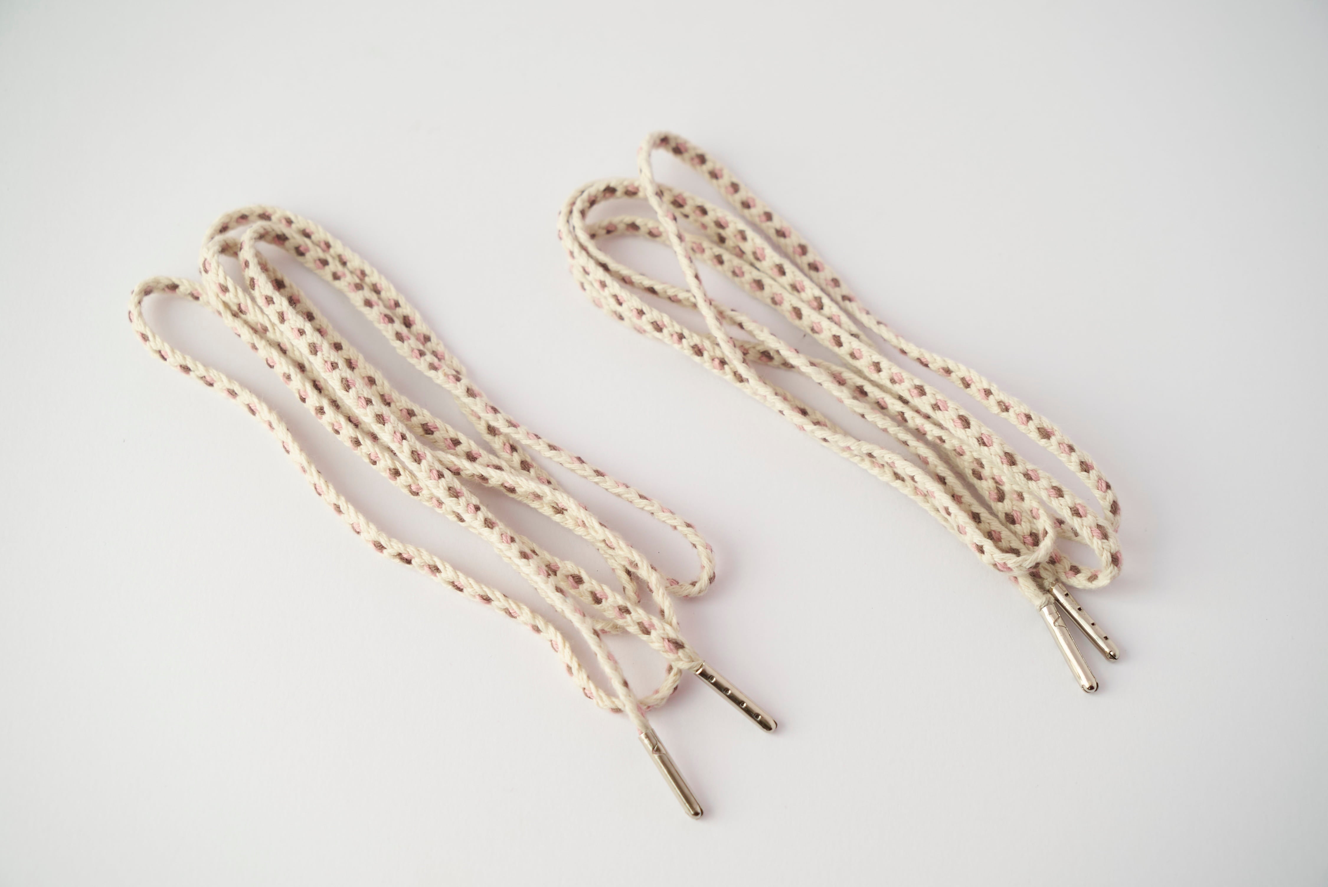 組ひもシューレース(ホワイト) ー モーブピンク&セピアブラウン