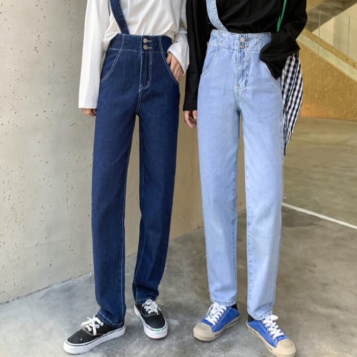 ジーンズ スプリングオータムハイウェストウェストスリムオーバーオール ルーズパンツ 春物 秋物 YY-ファッション2156039459