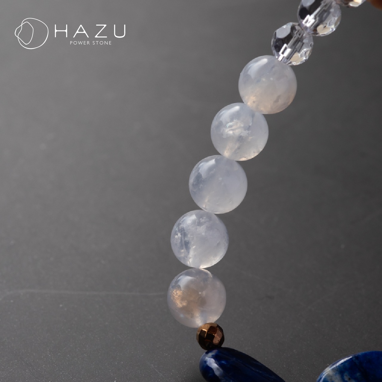 未来を照らす夜空の月［ラピスラズリ／ムーンストーン／水晶／ヘマタイト］