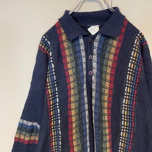 イタリア製 vintage design wool knit polo size L~XL 相当　配送C
