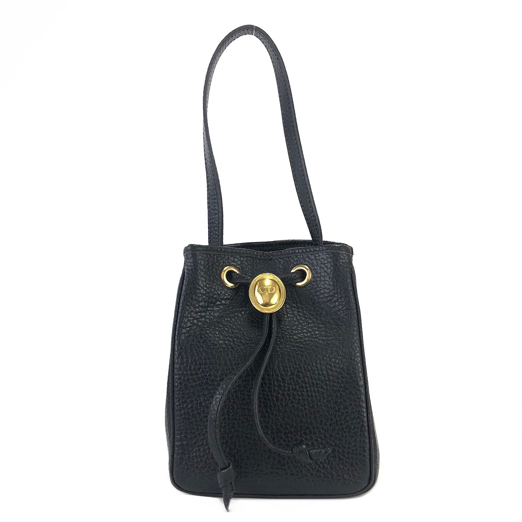 激レア ディオール CDロゴ型押し 巾着 ポーチ アクセサリーポーチ レザー 黒 激レア ディオール CDロゴ型押し 巾着 ポーチ アクセサリー