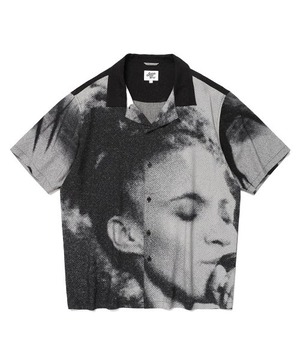 [CAVISH] DTP OPEN COLLAR HALF SHIRT BLACK(CV2DMUW322A)