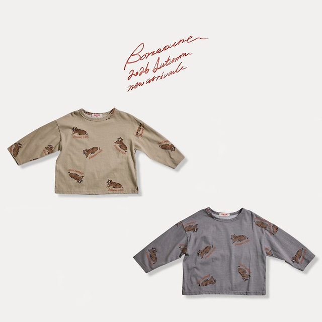 【取寄】boneoune|all-over tiger pigment single tee|タイガー総柄ピグメントシングルT|XS-JL|kids&jr|26 autumn