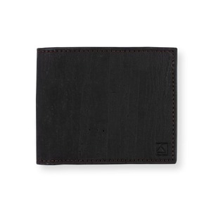 二つ折り財布 ブラック＆ブラウン コルク製