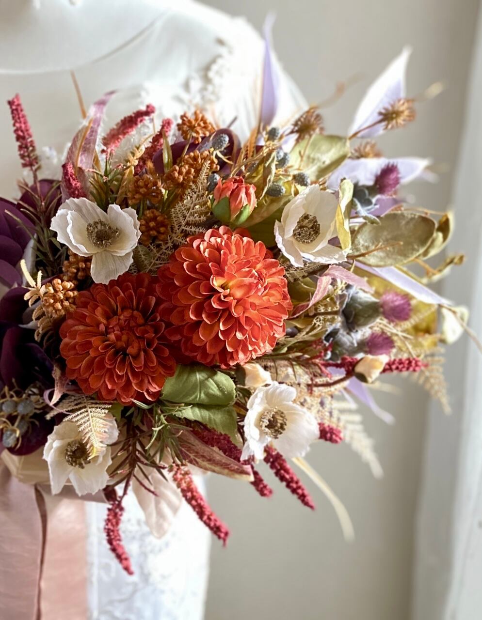 アームブーケ ドライ風ブーケ オレンジダリア | goodbranch flower