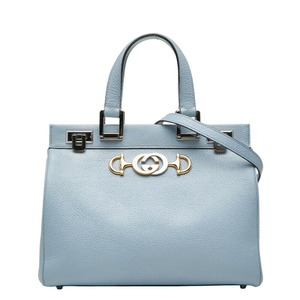 グッチ ズゥミ スモール ハンドバッグ ショルダーバッグ 2WAY 569712 ブルー系 レザー レディース GUCCI 【中古】