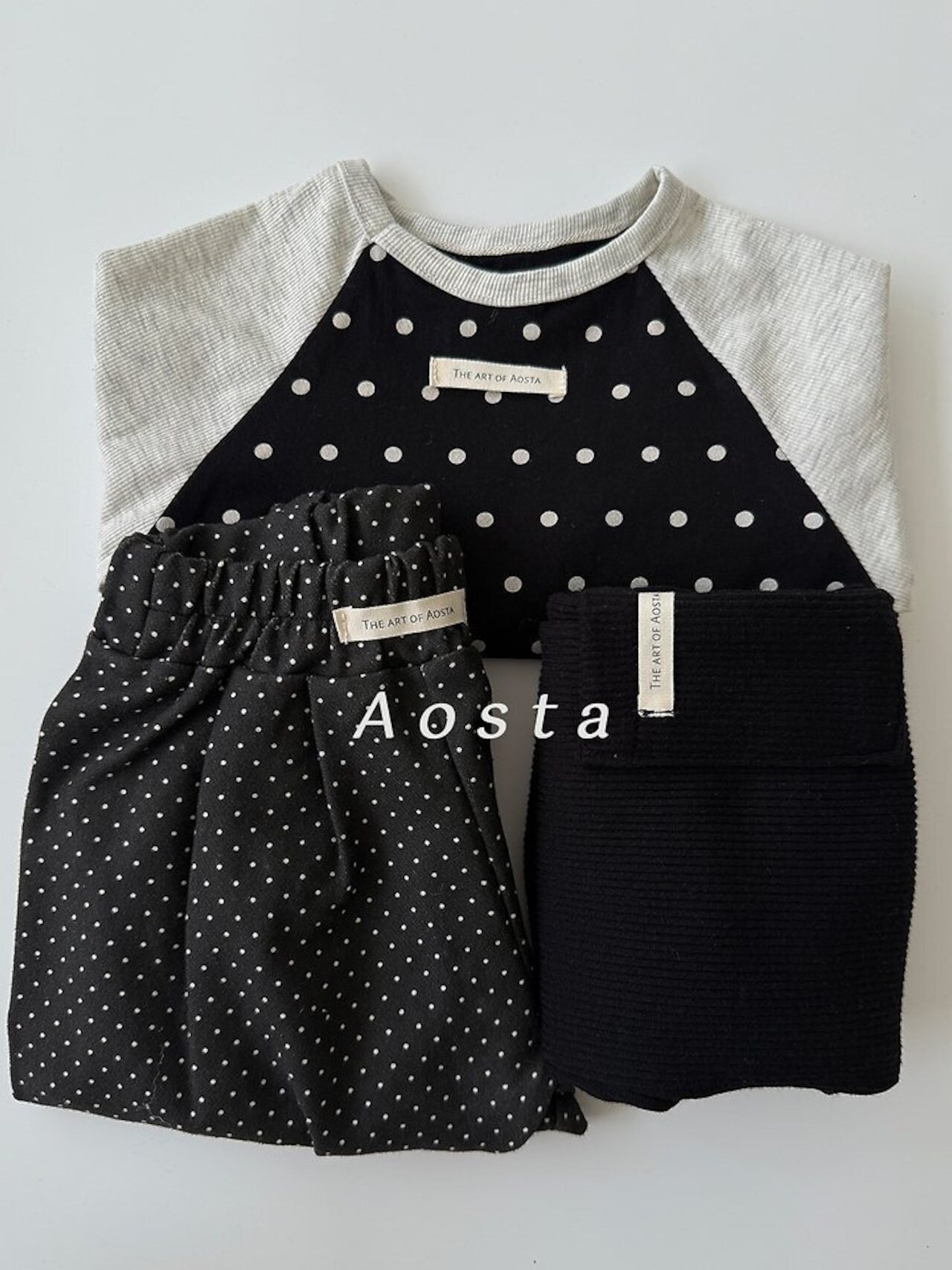 韓国子供服 / 26Autumn / Aosta / ドットラグランTシャツ / 秋服 *S~XXL*