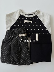 韓国子供服 / 26Autumn / Aosta / ドットラグランTシャツ / 秋服 *S~XXL*