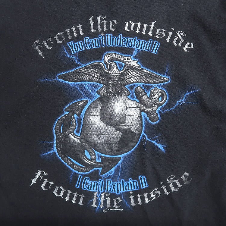 美品　Hanes MARINES Tシャツ XL 海兵隊ミリタリー 古着 HANES ヘインズ USMC アメリカ海兵隊 プリントTシャツ ブラック