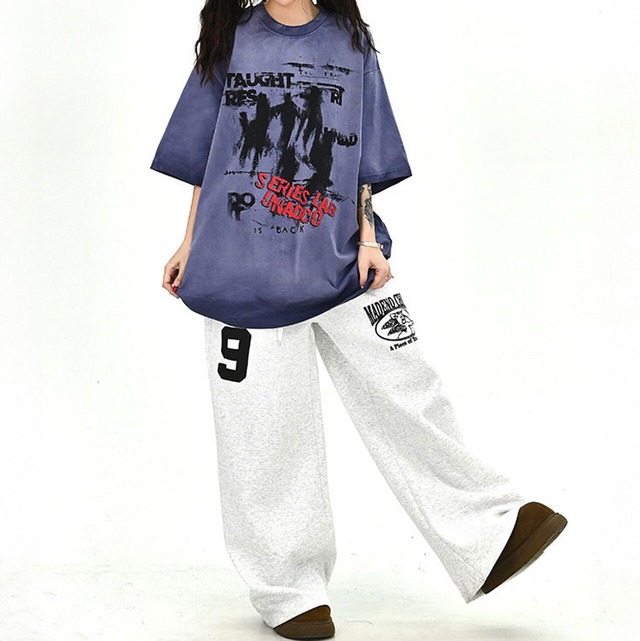 グランジアートレタリングビッグTシャツ 2col   R01721