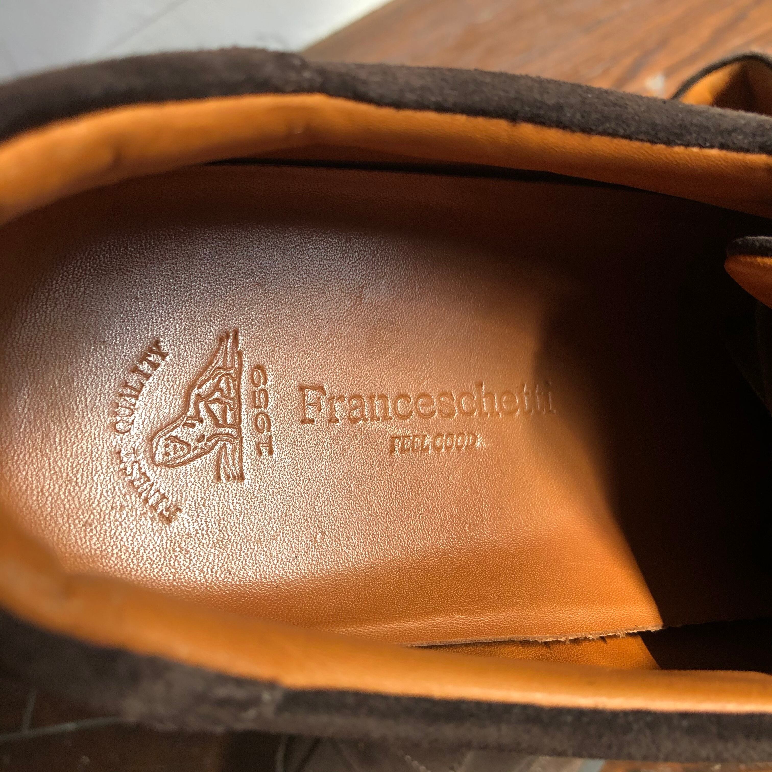 0230. Franceschetti Suede leather shoes Made in ltaly フランチェス