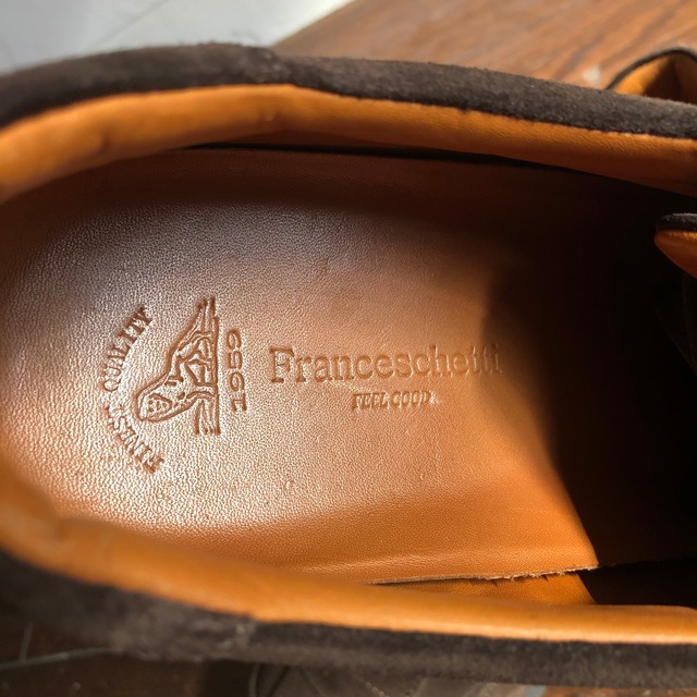 0230. Franceschetti Suede leather shoes Made in ltaly フランチェスケッティ レザーシューズ  ジャーマントレーナー vintage ヴィンテージ ユーロ古着 古着 | web_pee