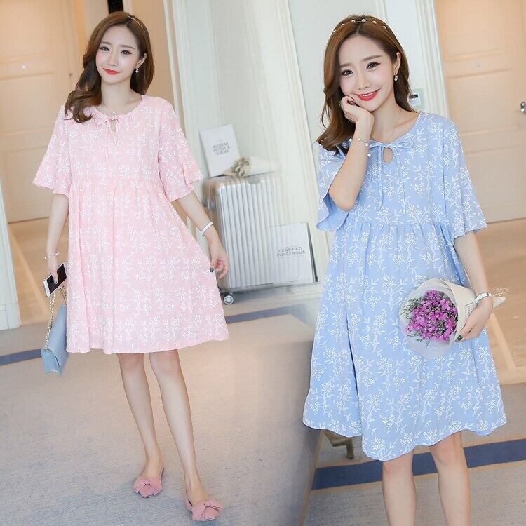 【新作】【送料無料】 2020マタニティサマーショートフレアスリーブルーズシフォンドレスプラスサイズ印刷妊婦花柄ドレス 大きめサイズ 夏物 AL expec399309531927